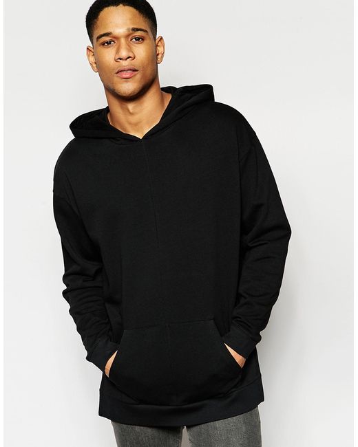 Download Asos Longline Oversized Hoodie With Side Splits In Black in Black for Men - Save 42% | Lyst