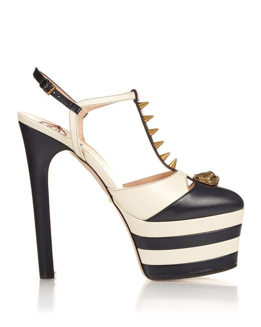Gucci Angel Spikeembellished Leather Platform Sandals in Black Lyst