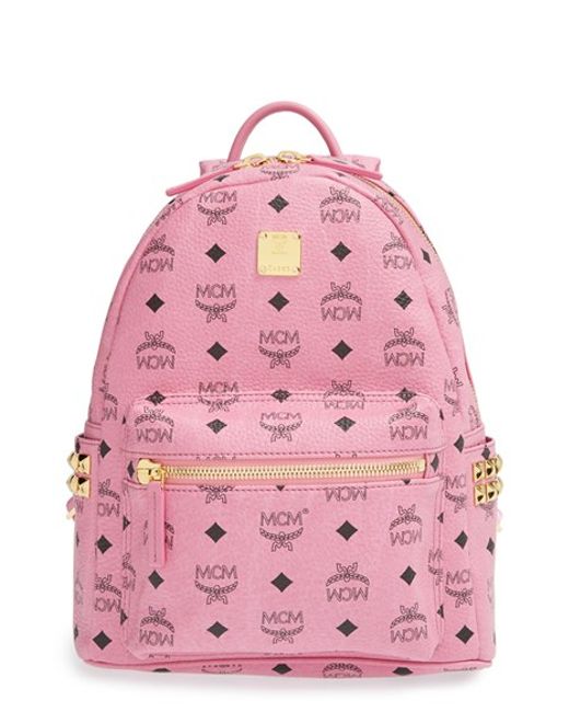 Mcm 'small Stark' Side Stud Backpack in Pink (PINK/ GOLD HDWR) Lyst