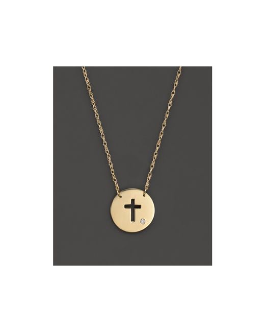 Jane basch 14k Yellow Gold Cut Out Cross Disc Pendant Necklace, 16" in Gold