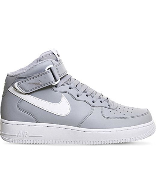 Nike Air Force 1 Leather High-top Trainers in Gray for Men (Wolf grey ...