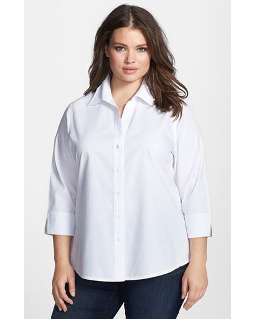 Foxcroft Shaped Non-iron Cotton Shirt in White | Lyst