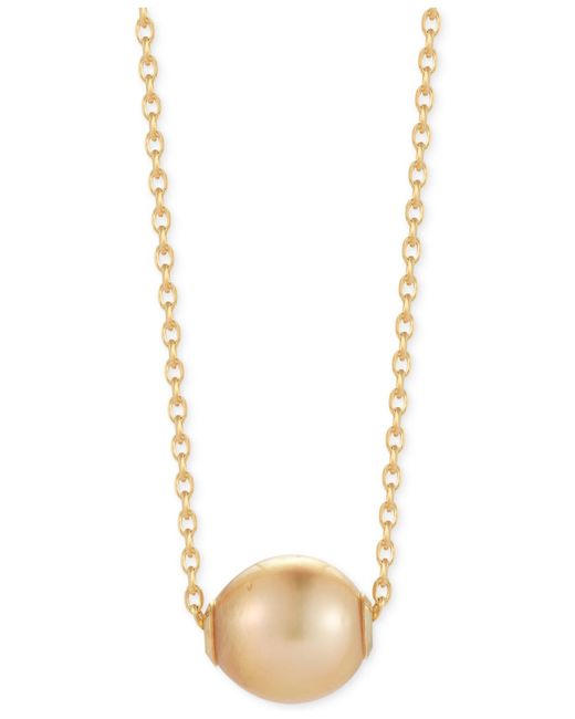 Macy&#39;s Cultured South Sea Freshwater Pearl Pendant Necklace (10mm) In 14k Gold Vermeil Over ...