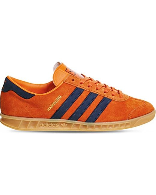 Adidas originals Hamburg Leather And Suede Low-top Trainers in Orange ...