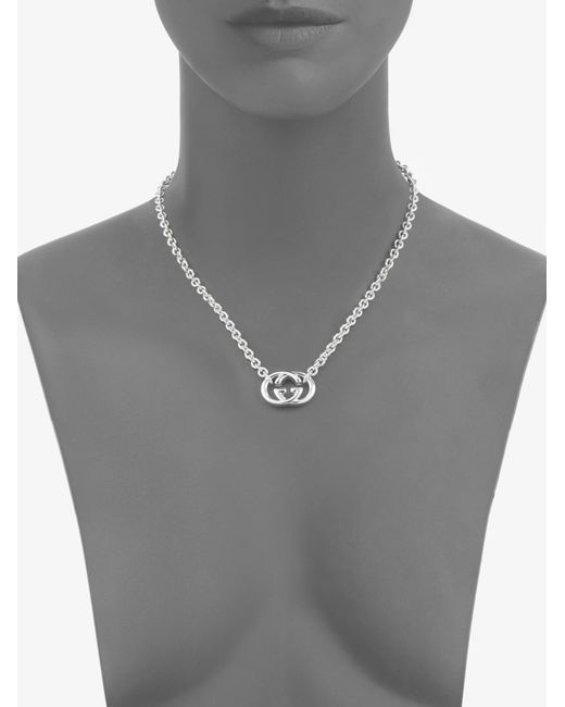Gucci Double G Sterling Silver Necklace in Silver | Lyst