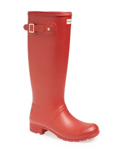 Hunter 'tour' Packable Rain Boot, Red in Red (mltred) | Lyst