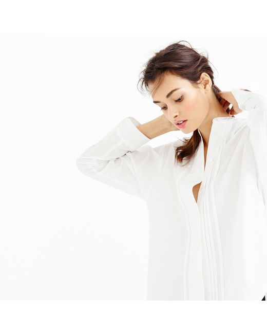 J.crew Thomas Mason Collarless Tuxedo Shirt in White Lyst