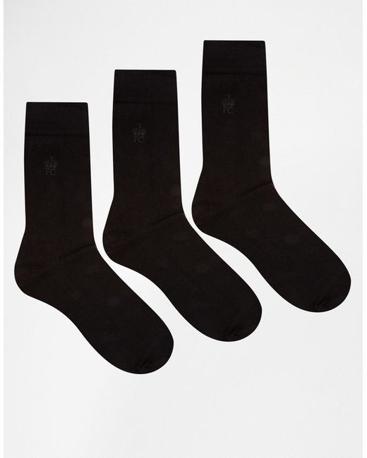 French connection Basic 3 Pack Socks In Black in Black for Men | Lyst
