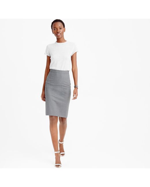 J.crew Petite Pencil Skirt In Italian Stretch Wool in Gray | Lyst