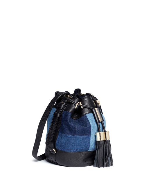 See by chloÃ© Vicki Denim & Leather Bucket Bag in Blue - Save 42% | Lyst