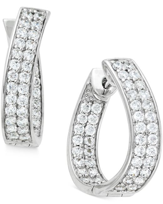 Macy&#39;s Diamond In-and-out Hoop Earrings (1-1/2 Ct. T.w.) In 14k White Gold in Silver (White Gold ...