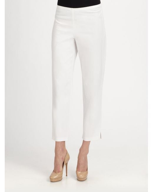 Eileen fisher Stretch Organic Cotton Ankle Pants in White Lyst