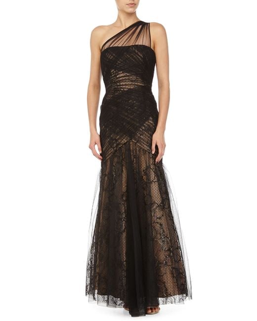 Ml monique lhuillier One Shoulder Tulle Gown in Black - Save 51% | Lyst