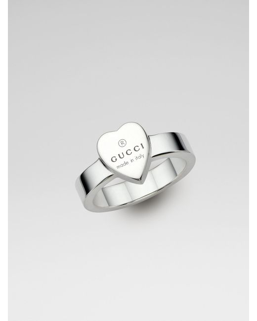 Gucci Trademark Sterling Silver Heart Ring in Silver Lyst