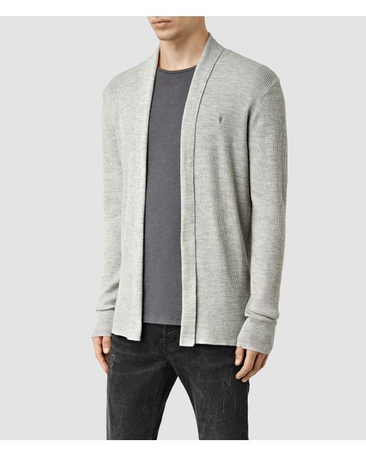 Allsaints Mode Merino Open Cardigan Usa Usa In Gray For Men Lyst