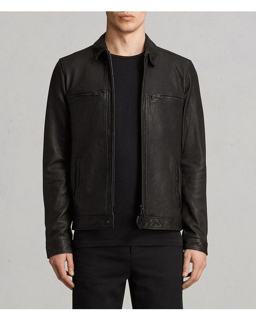 Allsaints Lark Leather Jacket In Black For Men Lyst Allsaints Black Lark Leather Jacket For Men Lyst