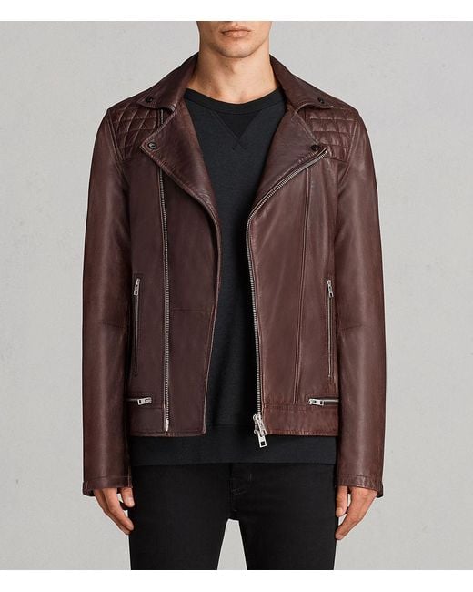 Lyst - Allsaints Conroy Leather Biker Jacket in Brown for Men