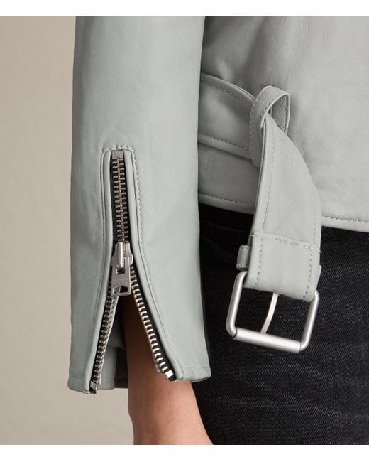 Allsaints Balfern Leather Biker Jacket In Blue Lyst Allsaints Blue Balfern Leather Biker Jacket Lyst