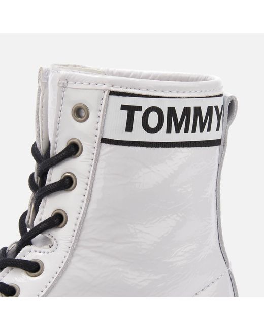 tommy hilfiger patent leather platform boots