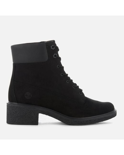 timberland kinsley lace up heeled ankle boots in black