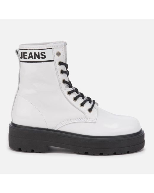 tommy hilfiger patent leather platform boots