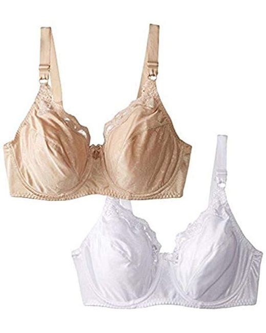 Lyst - Hanes Lace Trim Underwire Bra 2-packwhite/nude in White - Save 14%
