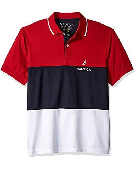 Nautica Short Sleeve Performance Knit Polo Stripe Series Shirt in Red ...