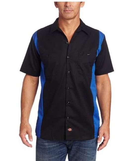 Lyst - Dickies Short-sleeve Two-tone Work Shirt in Blue for Men - Save ...