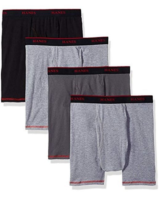 Lyst - Hanes 4-pack Cool Comfort Breathable Mesh Boxer Brief Grey in ...