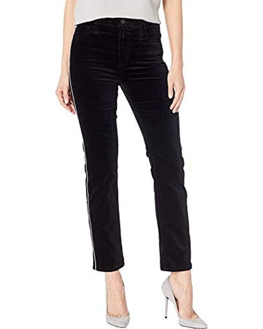 AG Jeans Velvet Isabelle High-rise Straight Crop in Black - Lyst