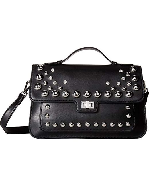 Lyst Steve Madden Mary Nonleather Frontflap Silver Studded Satchel Steve Madden Black Mary Nonleather Frontflap Silver Studded Satchel Handbag Lyst