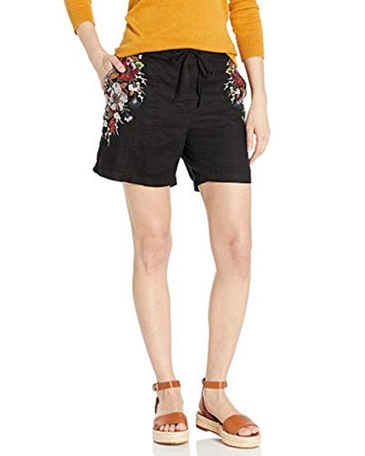 Johnny Was Linen Drawstring Shorts in Black Lyst