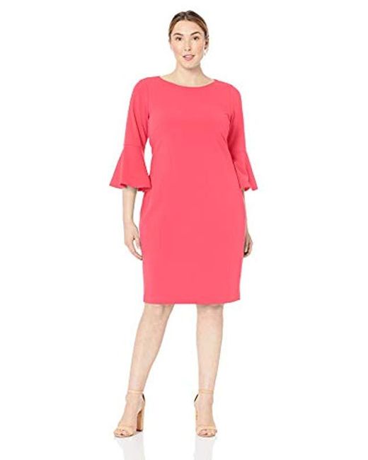 Lyst - Calvin Klein Plus Size 3/4 Peplum Sleeve Sheath Dress in Pink