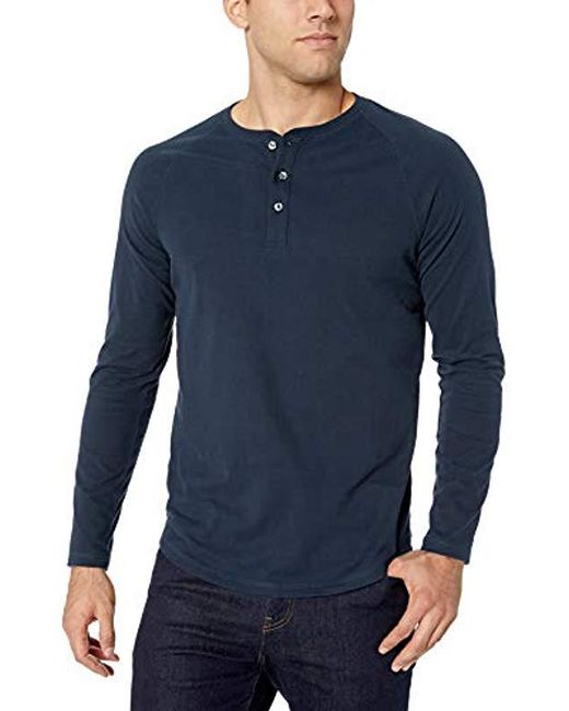 Lyst - Amazon Essentials Slim-fit Long-sleeve Henley Shirt in Blue for Men