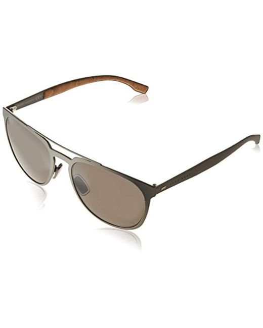 Lyst Boss Boss By B0882s Aviator Sunglasses Semi Matte Dark Rutheniumbrown Gray 57 Mm In 4229