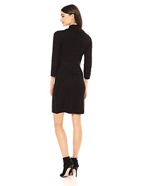 Lyst - Calvin Klein Waffle Knit Turtleneck Sweater Dress, in Black