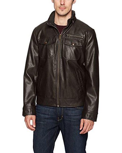 Lyst Dockers Faux Leather Classic Trucker Jacket In Brown For Men Dockers Brown Faux Leather Classic Trucker Jacket For Men Lyst