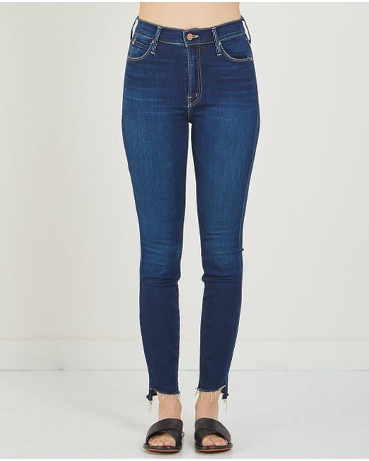 Mother Stunner Zip Ankle Step Fray Jean in Blue | Lyst
