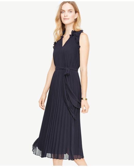 Ann taylor Pleated Flutter Dress in Blue - Save 21% | Lyst