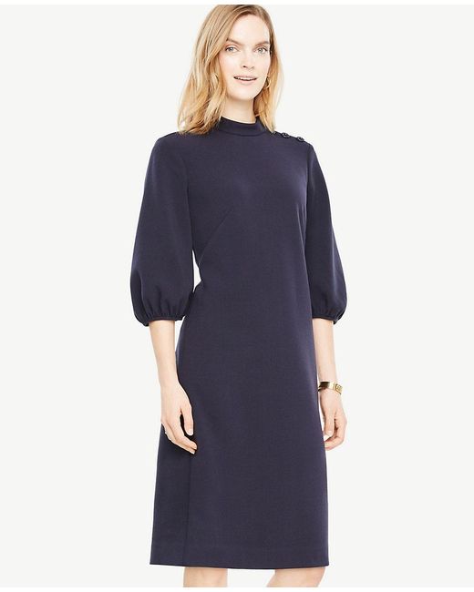 Lyst Ann taylor Puff Sleeve Shift Dress in Blue