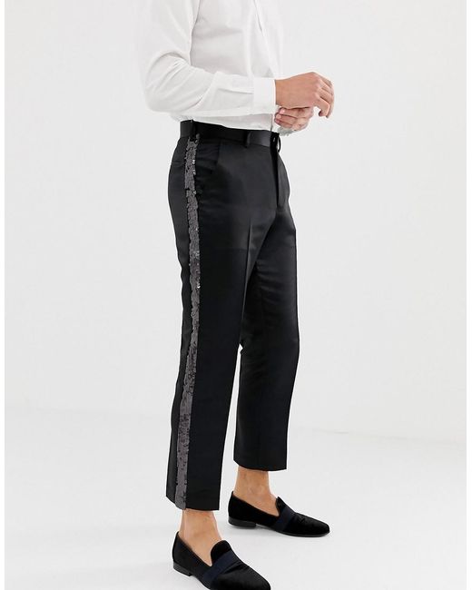 black trousers with sparkle stripe