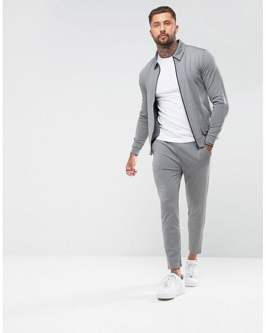 mens grey skinny tracksuit