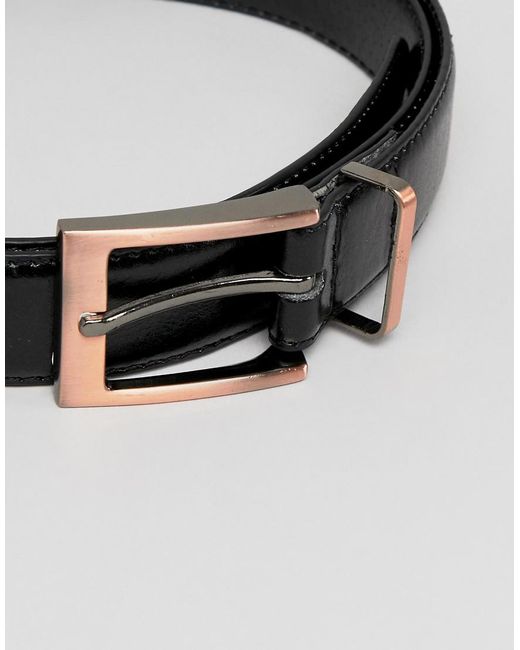 Lyst - New Look Faux Leather Belt With Rose Gold Buckle In Black in Black for Men
