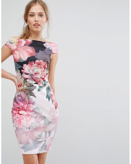 Ted baker Painted Posie Off Shoulder Dress Lyst