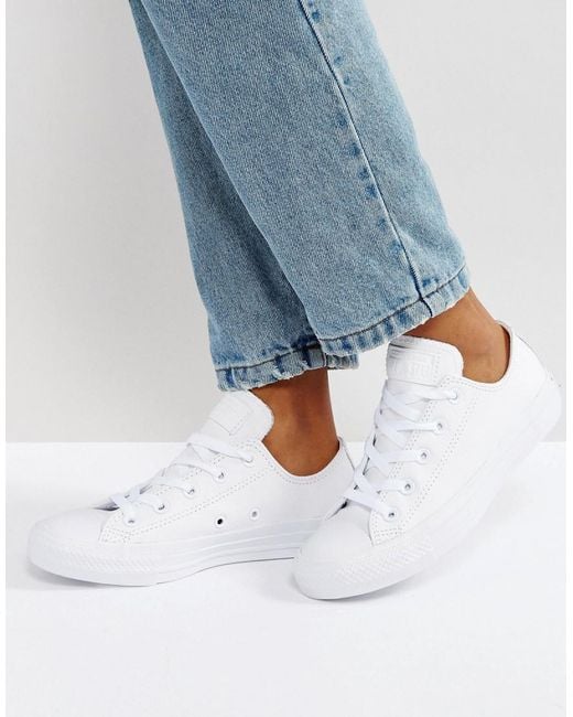 Lyst - Converse Chuck Taylor All Star Ox Leather Trainers in White