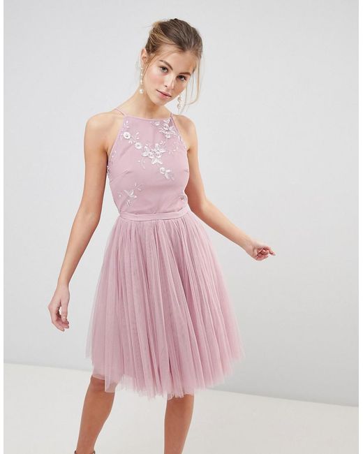 pink tulle skater dress