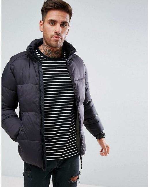 Lyst - Pull&Bear Quilted Jacket In Black in Black for Men