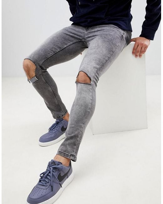 Lyst - Only & Sons Ripped Acid Wash Jeans in Black for Men