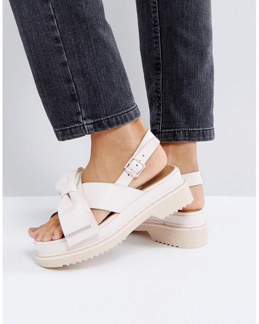 Lyst - Asos Faint Bow Chunky Flat Sandals in Natural