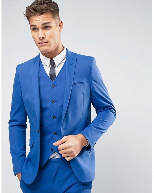 Lyst - ASOS Asos Wedding Skinny Suit Jacket In Dusky Blue in Blue for Men